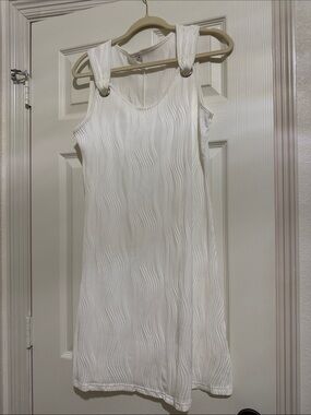 White Textured Mini Dress with Ring-Detail Straps